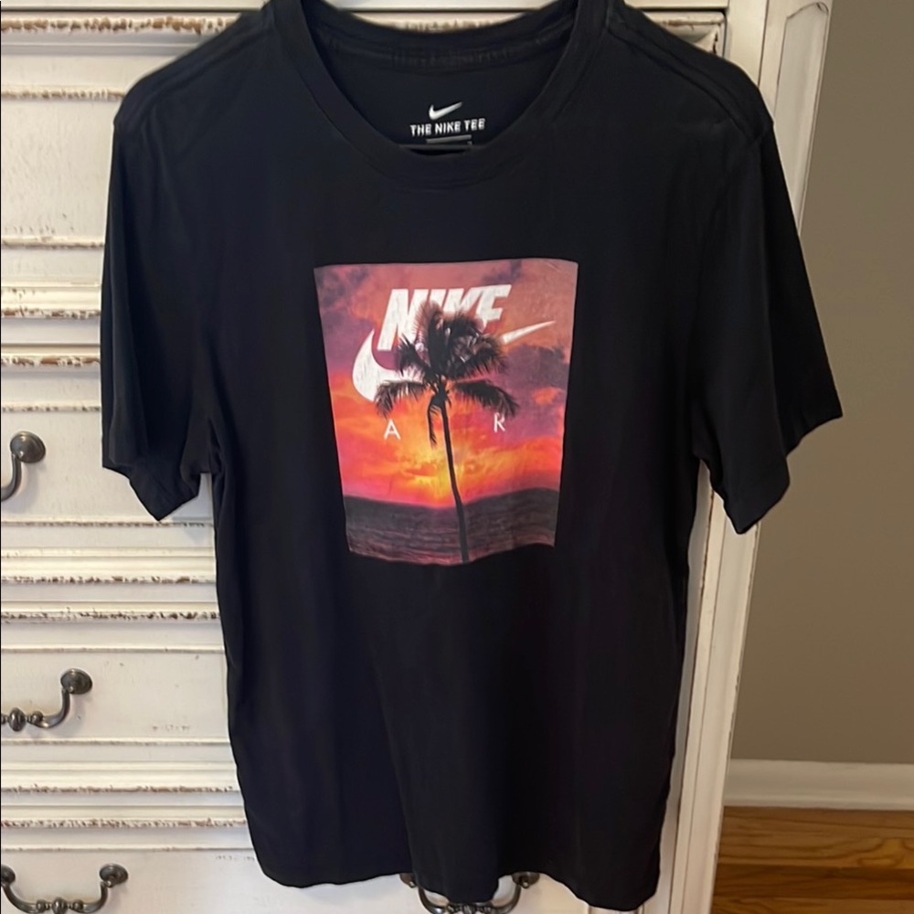 Nike Black Graphic Tee with Sunset Design